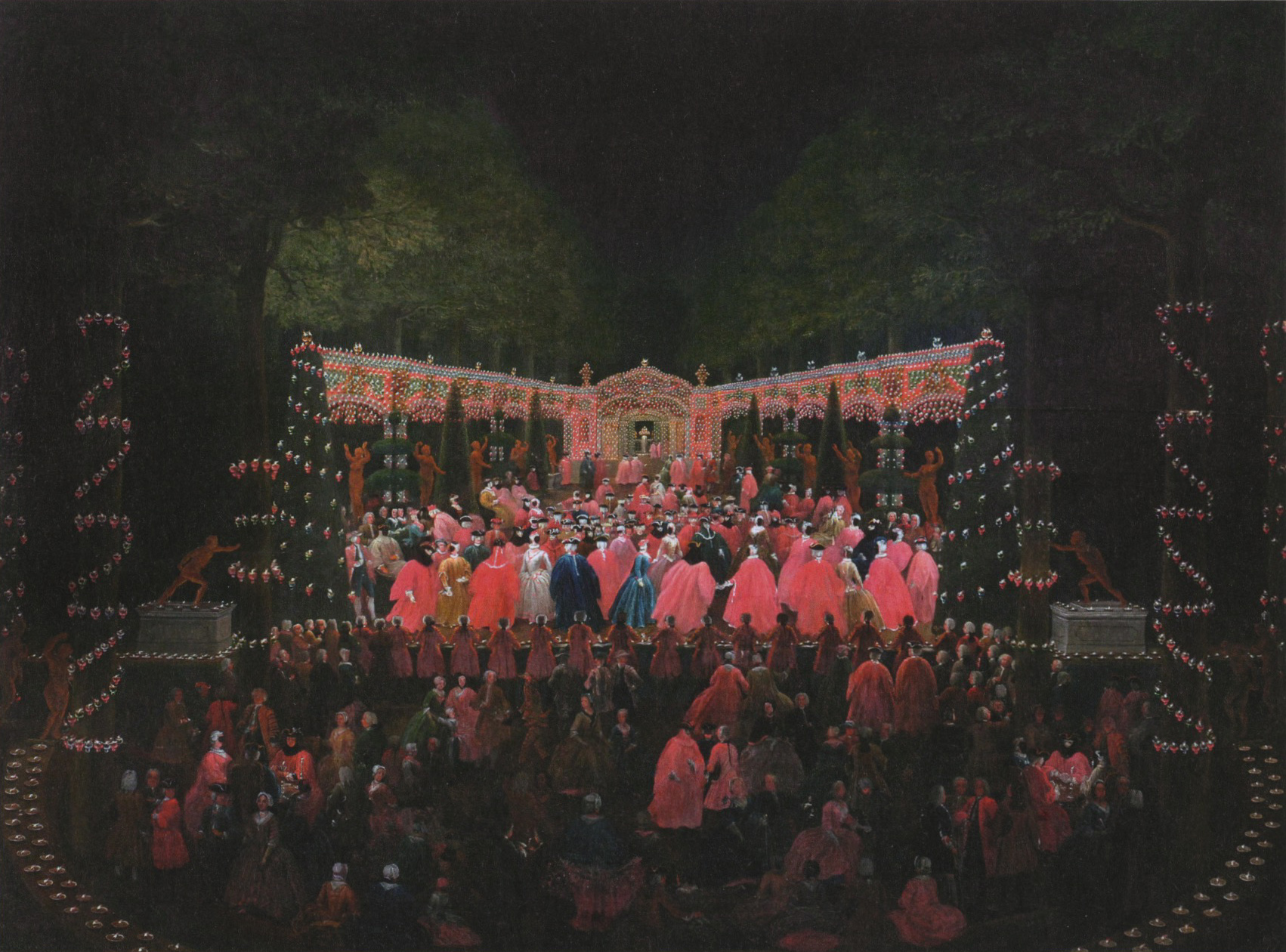 franz luders_masked ball in the festively lit hedge theatre at schloss herrenhausen_1740